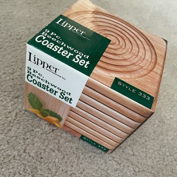 Lipper Coaster set Beechwood 9 Pc Set Style 333 New in box - Picture 4 of 10
